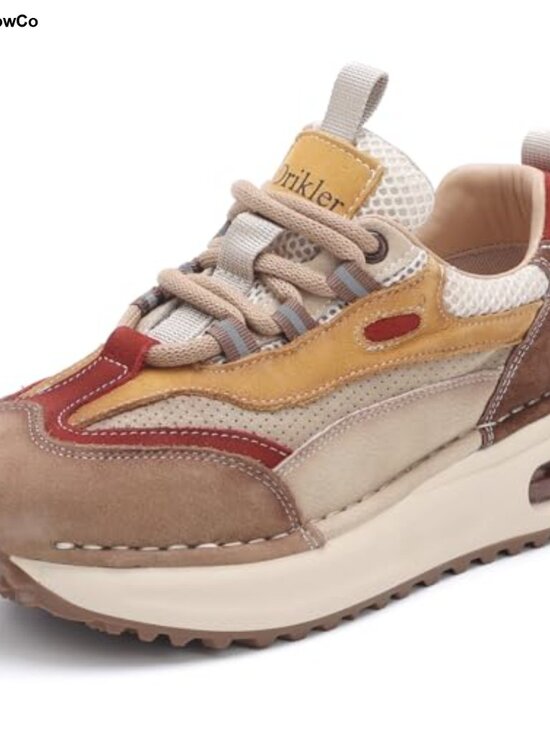 Shoes - Women's Chunky Platform Sneakers Lace-Up Slip-Resistant Running Shoes